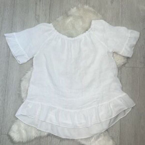 NEW With Tags Terzo Millennio Italian Linen White Blouse Sz Large - Picture 2 of 8